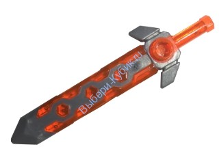 Деталь Лего Меч Длинный С Серебряным Концом И Угловой Крестовиной Цвет Прозрачно-Неоново-Оранжевый