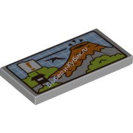 Деталь Лего Плитка 2 х 4 с Вулканом Цвет Светло-Серый