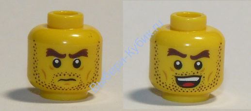 Деталь Лего Голова Минифигурки Двусторонняя Цвет Желтый