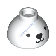 Деталь Лего Кубик С Рисунком Круглый 1 1/2 x 1 1/2 x 2/3 Купол Цвет Белый