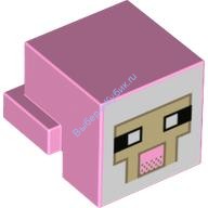 Деталь Лего Голова Животного Майнкрафт Овца Цвет Ярко-Розовый