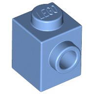 Деталь Лего Кубик Модифицированный 1 х 1 С Штырьком На 1 Стороне Цвет Голубой