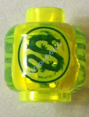 Деталь Лего Голова Минифигурки Цвет Прозрачно-Неоново-Зеленый