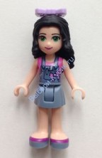 Friends Emma, Denim Overall Skirt, Dark Pink Top, Bow