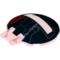 Деталь Лего Тарелка 6 х 6 Перевернутая - Без Штырьков С Ручкой С Рисунком Цвет Прозрачно-Красный