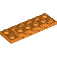 Деталь Лего Пластина Модифицированная 2 х 6 х 2/3 С 4 Шляпками На Боку Цвет Оранжевый