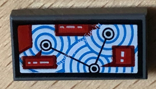 Деталь Лего Плитка 1 х 2 с Картой и Кругами Цвет Темно-Серый