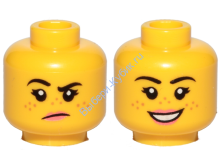 Деталь Лего Голова Минифигурки Двусторонняя Цвет Желтый 3626pb2455