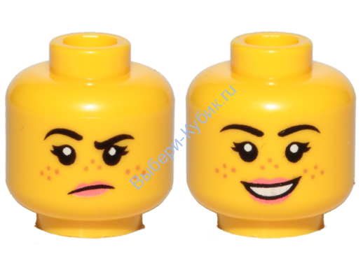 Деталь Лего Голова Минифигурки Двусторонняя Цвет Желтый 3626pb2455
