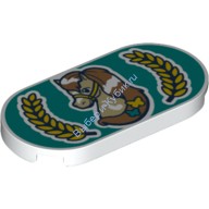 Деталь Лего Плитка Круглая 2 х 4 Овальная С Рисунком Цвет Белый