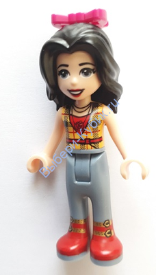 Friends Vicky, брюки с красными сапогами, красная рубашка с ярко-светло-оранжевым топом, черные волосы