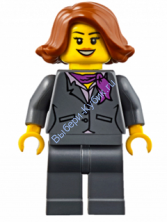 Dark Bluish Gray Jacket with Magenta Scarf, Dark Bluish Gray Legs, Dark Orange Short Hair Swept Sideways (Ferry Passenger)