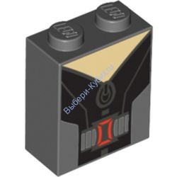 Деталь Лего Кубик С Рисунком 1 х 2 х 2 Цвет Темно-Серый