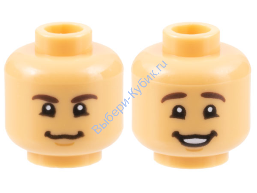 Деталь Лего Голова Двухсторонняя Цвет Умеренно Песочный