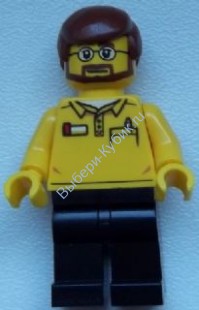 Lego Store Employee, Black Legs, Beard and Glasses