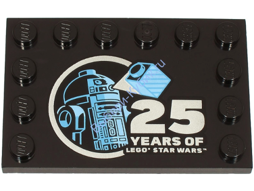 Деталь Лего Плитка Модифицированная 4 х 6 С Штырьками По Краям С Рисунком Цвет Черный