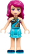 Friends Livi, Medium Azure Layered Skirt, Dark Blue Top with Gold and Medium Azure Curved Stripes