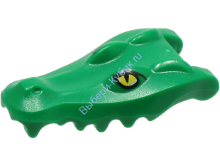 Деталь Лего Голова Аллигатора/Крокодила Верхняя Челюсть Цвет Зеленый