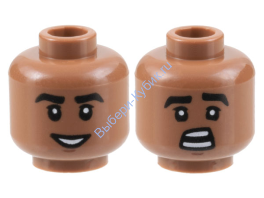 Деталь Лего Голова Двухсторонняя Цвет Умеренно Коричневый