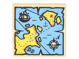 Деталь Лего Плитка 2 х 2 Карта Цвет Песочный