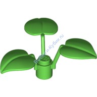 Деталь Лего Цветочный Стебель 1 х 1 х 2/3 С 3 Большими Листьями Цвет Ярко-Зеленый