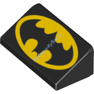 Деталь Лего Скос 30 1 х 2 х 2/3 с Логотипом Бэтмена Цвет Черный