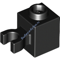 Деталь Лего Кубик Модифицированный 1 х 1 С Защелкой Вертикальной Открытый Штырёк Цвет Черный