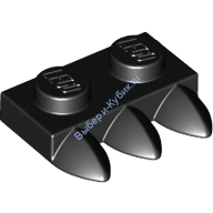 Деталь Лего Пластина 1 х 2 С 3 Зубами Цвет Черный