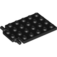 Деталь Лего Пластина Модифицированная 4 х 6 С Дверными Петлями Для Крепления Цвет Черный
