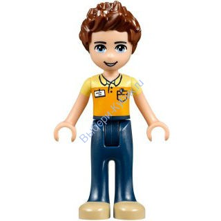 Friends Daniel, Dark Blue Trousers, Orange and Bright Light Yellow Polo Shirt