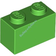 Деталь Лего Кубик 1 х 2 Цвет Ярко-Зеленый