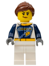 Минифигурка Лего Сити - Dragster Transport Truck Driver, GEAR Logo