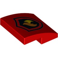 Деталь Лего Скос Закругленный 2 x 2 x 2/3 Без Штырьков With Fire Logo Pattern Цвет Красный