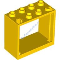 Деталь Лего Окно 2 х 4 х 3 Рама - Открытые Штырьки Цвет Желтый