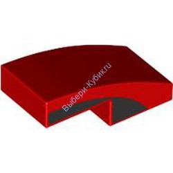 Деталь Лего Скос Изогнутый 2 х 1 Без Штырьков С Рисунком Цвет Красный