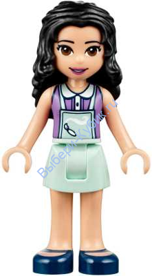 Friends Emma, Light Aqua Skirt, Medium Lavender Top with Light Aqua Apron