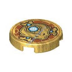 Деталь Лего Плитка Круглая 2 х 2  Голова Дракона Цвет Перламутрово-Золотой