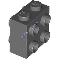 Деталь Лего Кубик Модифицированный 1 x 2 x 1 2/3 С Штырьками На Каждой Стороне Цвет Темно-Серый