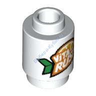 Деталь Лего Кубик С Рисунком Круглый 1 х 1 Открытый Штырек 'ViTA RUSH' Принт Цвет Белый