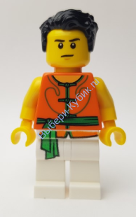 Минифигурка Лего  -  Команда по гонкам на лодках-драконах Зеленый/Оранжевый Участник 3