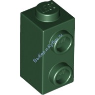Деталь Лего Кубик Модифицированный 1 х 1 х 2 С Штырьками На Стороне Цвет Темно-Зеленый
