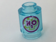 Деталь Лего Кубик С Рисунком Круглый 1 х 1 с Открытым Штырьком H2O Цвет Прозрачно-Голубой