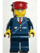 Dark Blue Suit with Train Logo, Dark Blue Legs, Dark Red Hat - Passenger Train Engineer