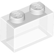 Деталь Лего Кубик 1 х 2 Без Нижних Креплений Цвет Прозрачный
