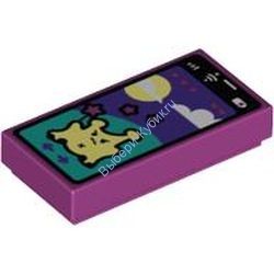 Деталь Лего Плитка 1 х 2 С Рисунком Цвет Маджента