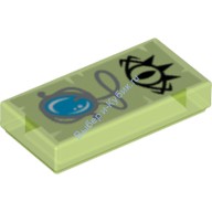 Деталь Лего Плитка 1 х 2 с Глазом Гоблина и Амулетом Цвет Прозрачно-Ярко-Зеленый