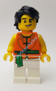 Минифигурка Лего  -  Команда по гонкам на лодках-драконах Зеленый/Оранжевый Участник