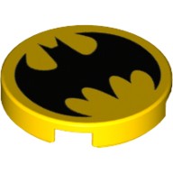 Плитка Круглая 2 х 2 с Логотипом Бэтмена, Цвет: Желтый