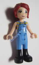 Friends Mia, Medium Blue Overalls, Striped Shirt, Dark Red Hair (10746)