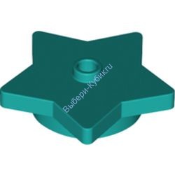 Деталь Лего Пластина Круглая 4 x 4 x 2/3 Со Звездой И 1 Открытой Шпилькой Цвет Темно-Бирюзовый